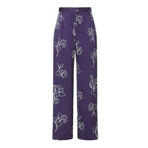 Jason Wu Collective Artistic Floral Wide Leg Trousers Sz 8 Lined Palazzo BoHo